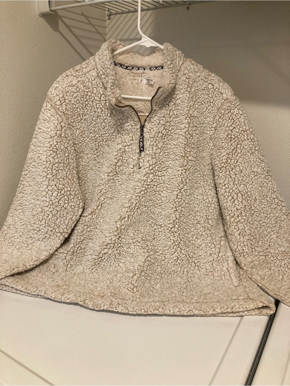 Cozy Cream Sherpa Quarter-Zip Pullover Jacket
